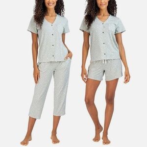 Lucky Brand 3 Piece Women's Light Green Floral Pajama Set M